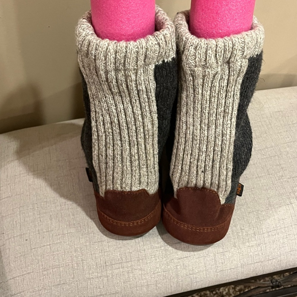 Acorn Slouch Boot Slipper In Charcoal Ragg Wool A… - image 4